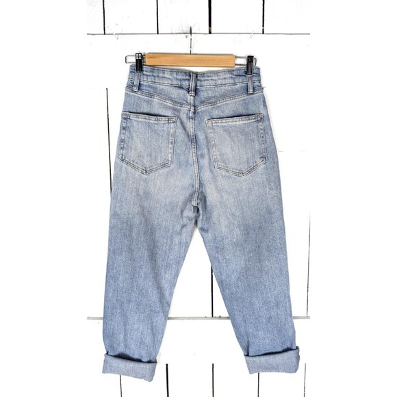 90s distressed/destroyed blue high rise mom jeans - Picture 5 of 6